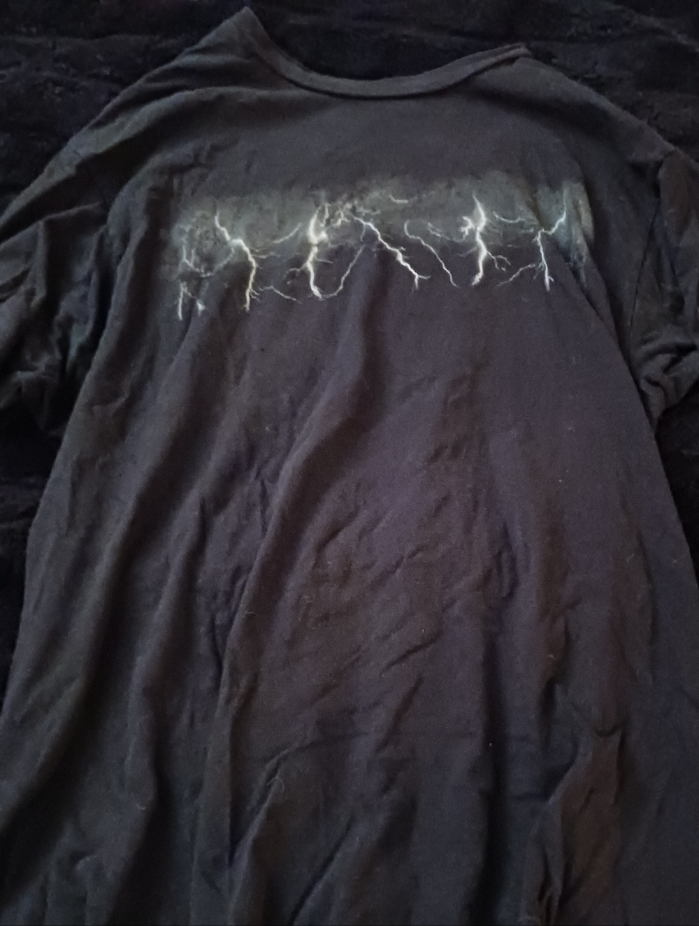 Apt. 9 Black Long Sleeve Crew with Lightning Graphic